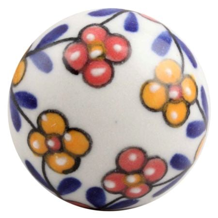 Mustard And Red Tiny Flower Ceramic Wine Stopper